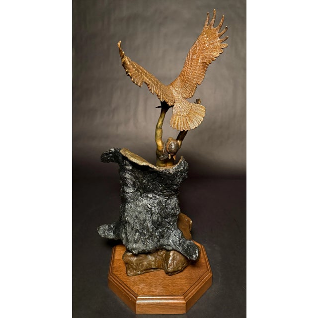 1980s 1980s Bronze Sculpture "The Spirit (Eagle Catcher)" By Wally Shoop For Sale - Image 5 of 9