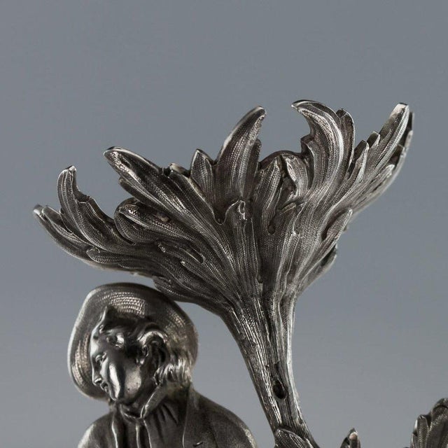 Metal 19th Century Victorian English Solid Silver Figural Comports from Charles Thomas Fox & George Fox, 1850s, Set of 2 For Sale - Image 7 of 15