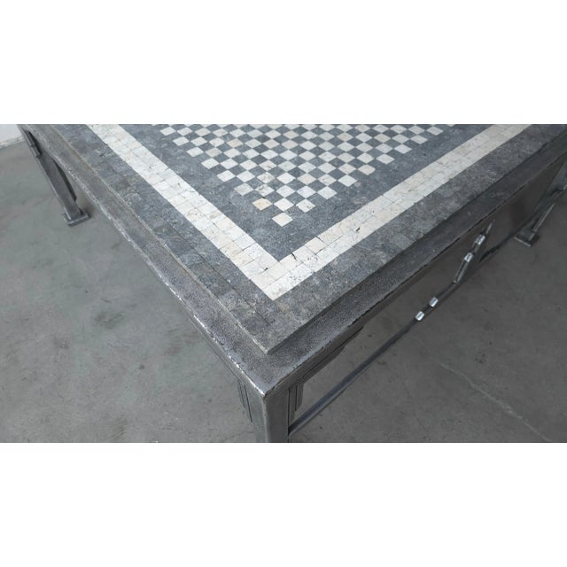 Art Deco Style Coffee Table With Checkerboard Mosaic Top For Sale In Las Vegas - Image 6 of 7