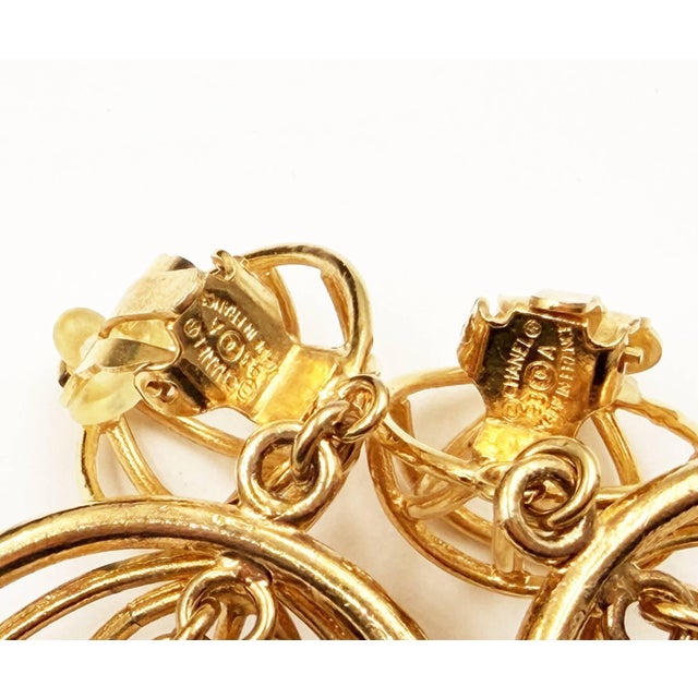 1990s Chanel Rare Vintage Gold Plated CC Bird Cage Clip on Earrings, A Pair For Sale In Los Angeles - Image 6 of 6