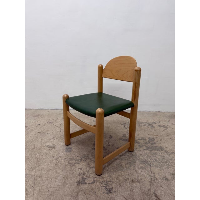 1980s Hank Loewenstein Green Naugahyde and Oak Frame "Padova" Dining or Side Chair For Sale - Image 5 of 17