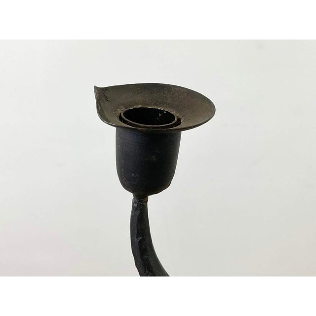 Black Antique Tall Wrought Iron Floor Candelabra For Sale - Image 8 of 8