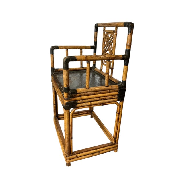 Mid-Century Modern Mid-Century Modern Pavillion Chinoiserie Bamboo Armchair, 1950 For Sale - Image 3 of 9