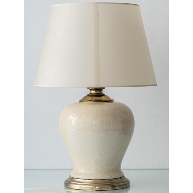 Cream Crackle-Glaze Ceramic Ginger Jar Table Lamps, France, 1980s, Set of 2 For Sale - Image 6 of 17