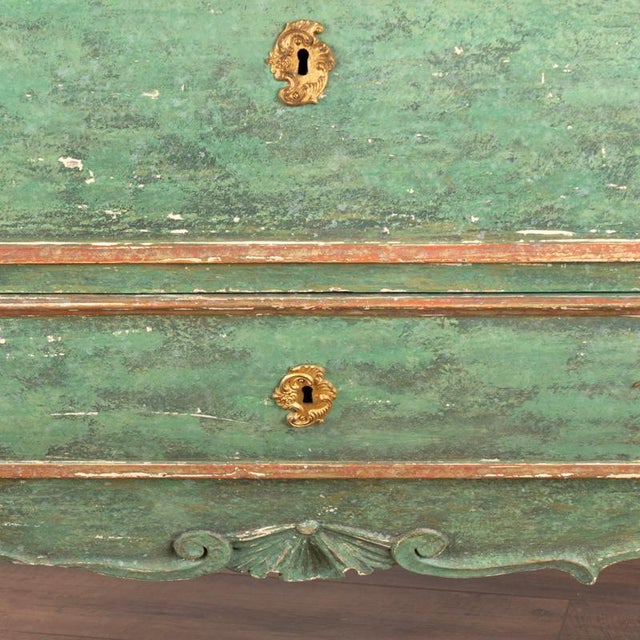 Pair, 18th Century Italian Large Green Painted Bombay Chest of Drawers Commodes For Sale - Image 14 of 18