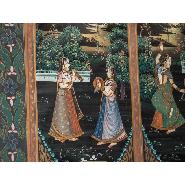Indian Krishna and Gopi Painting on Silk For Sale - Image 3 of 8