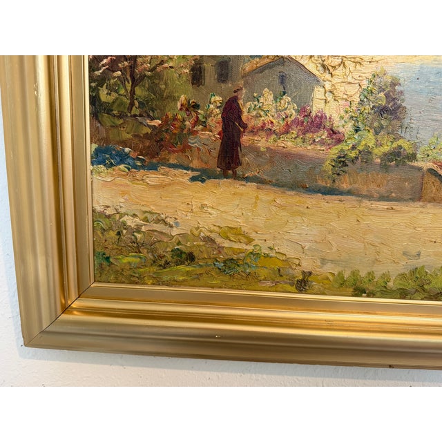 Yellow Listed Danish Artist Finn Wennerwald 1896–1969 Antique Oil Painting Landscape For Sale - Image 8 of 13