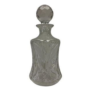 Vintage Signed Waterford Crystal Spirit Decanter With Faceted Ball Stopper For Sale