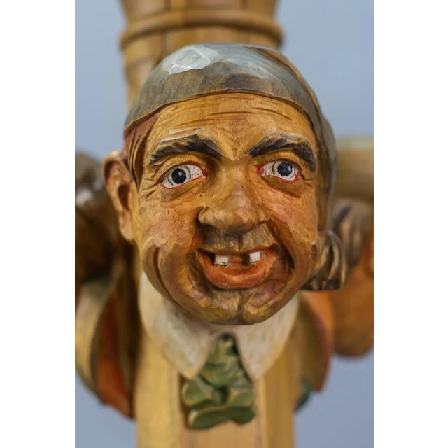 Wood Art Deco Style Hand-Carved Wooden and Glass Pendant Light For Sale - Image 7 of 18