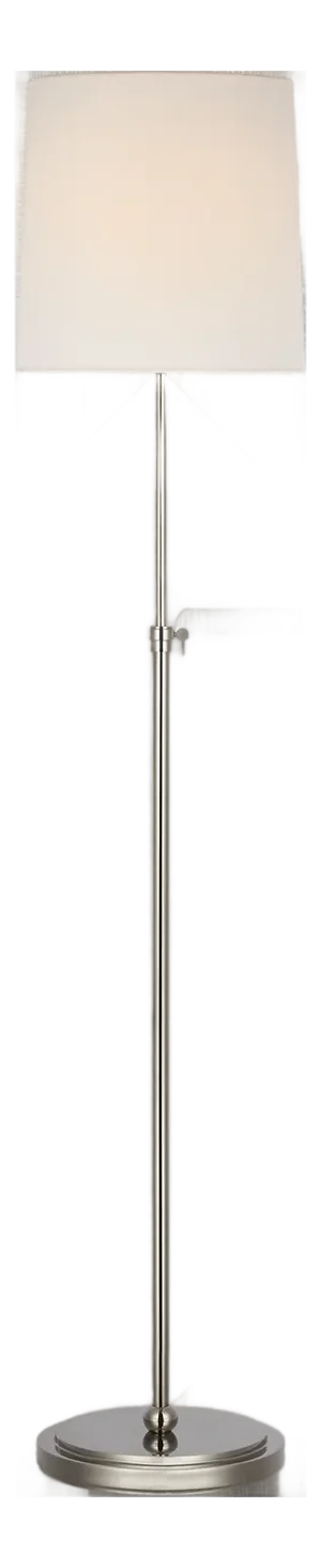 Thomas O'Brien by Visual Comfort Signature Bryant 52" Adjustable Cordless Floor Lamp in Polished Nickel with Linen Shade