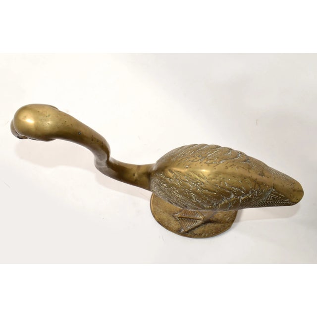Solid Brass Carved Flamingo Life-Size Animal Sculpture Outdoor Indoor Asian 1960 For Sale - Image 9 of 12