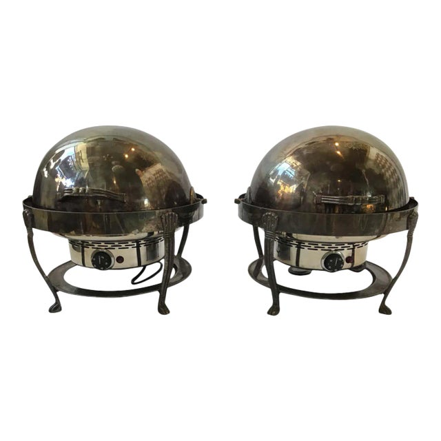 Large Silver Plate Chafing Dishes - A Pair For Sale