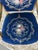 French Mid 20th Century French Louis XVI Style Giltwood & Navy Embroidered Velvet Fauteuils- Pair For Sale - Image 3 of 18