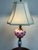 Vintage Traditional Fenton Cranberry Opalescent Coin Dot Art Glass Table Lamp For Sale - Image 9 of 12