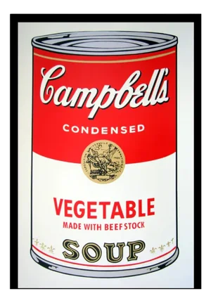 Sunday B. Morning after Andy Warhol, Campbells Vegetable Soup, Silkscreen Print, Framed