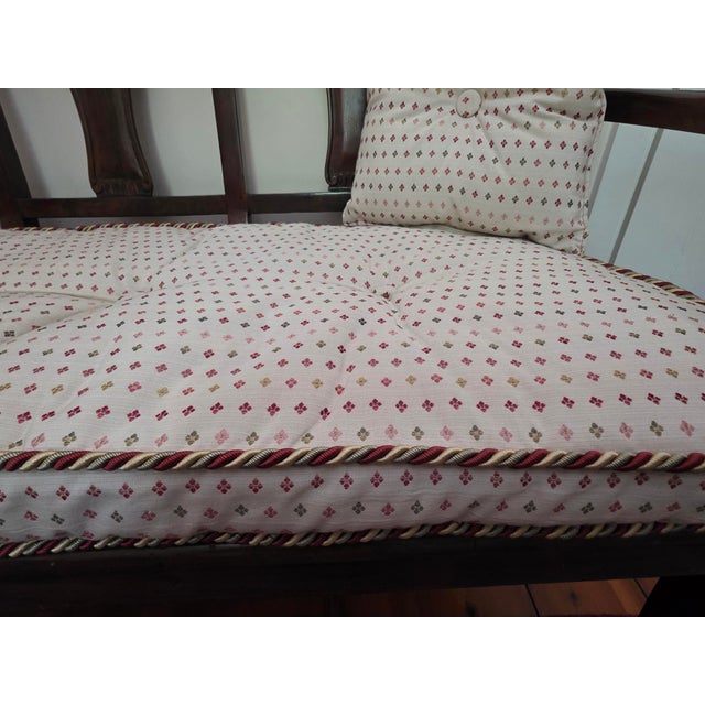 1940s Italian Biedermeier Style Caned Bench With Custom Cushion For Sale In New York - Image 6 of 14