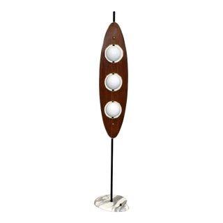 Mid-Century Modern Goffredo Reggiani Style Walnut Marble Floor Lamp For Sale