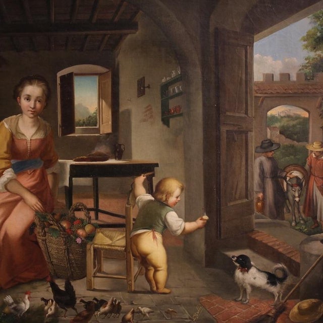 Italian Artist, Interior Scene, 1880, Oil on Canvas For Sale - Image 12 of 13