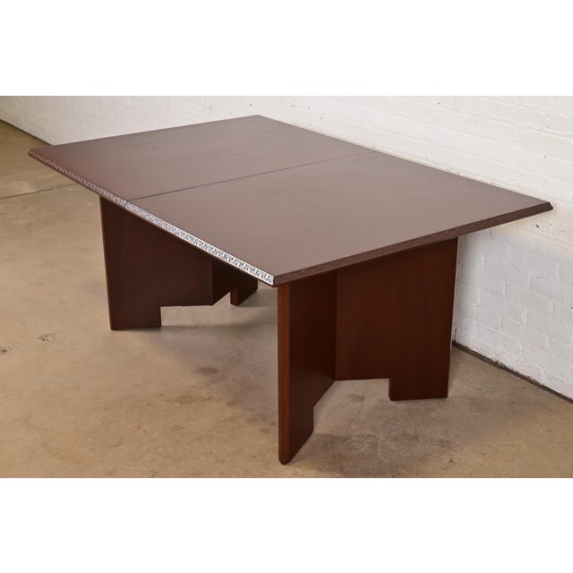 Brown Frank Lloyd Wright for Heritage-Henredon Taliesin Mahogany Extension Dining Table, Newly Refinished For Sale - Image 8 of 12