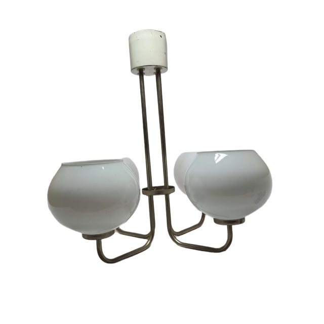 Postmodern Brass and Glass Chandelier, Poland, 1970s For Sale - Image 3 of 10