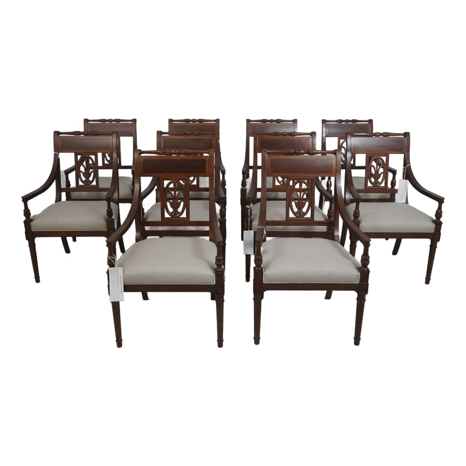 Set of 10 Theodore Alexander Dining Room Armchairs | Chairish