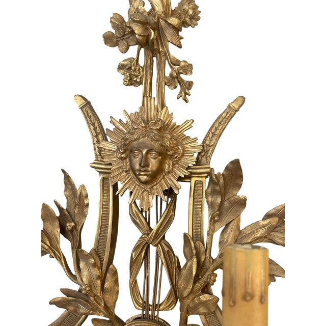 French Pair of Late 19th Century French Louis XVI Style Bronze Sconces For Sale - Image 3 of 8
