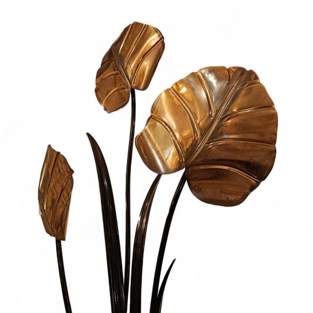 Art Deco Floor Lamp with Golden Leaves For Sale - Image 3 of 10