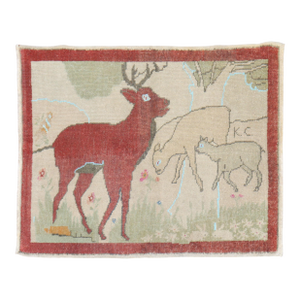 Vintage Animal Pictorial Turkish Rug