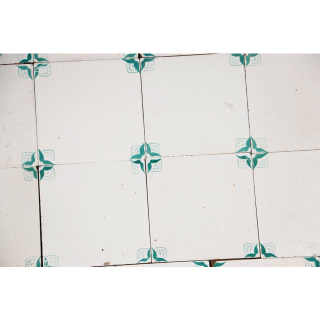 1900s Antique Portuguese White & Green Floral Art Nouveau Tiles, Large Set of 29 For Sale - Image 13 of 18