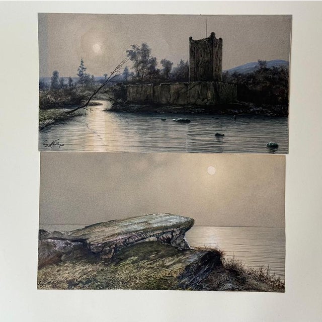 Eugen Niethe, Scottish Landscape, Threave Castle, 1900, Watercolor, Set of 2 For Sale - Image 6 of 17