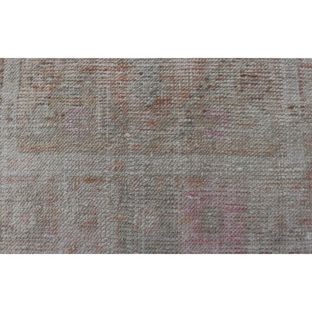 Cream Turkish Muted Colored Oushak Rug Is Subdued Medallion Design For Sale - Image 8 of 11
