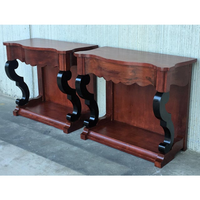 Late 19th Century Low Pair of Console Tables or Nightstands in Mahogany For Sale - Image 18 of 18