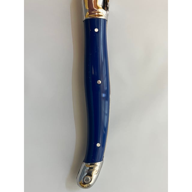 Jean Dubost Authentic French Jean Dubost Laguiole Steak Knives Blue Color, New - Set of 6 For Sale - Image 4 of 10
