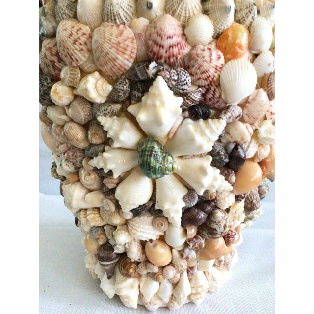Cream 1970s Handmade Shell Art Vase For Sale - Image 8 of 10