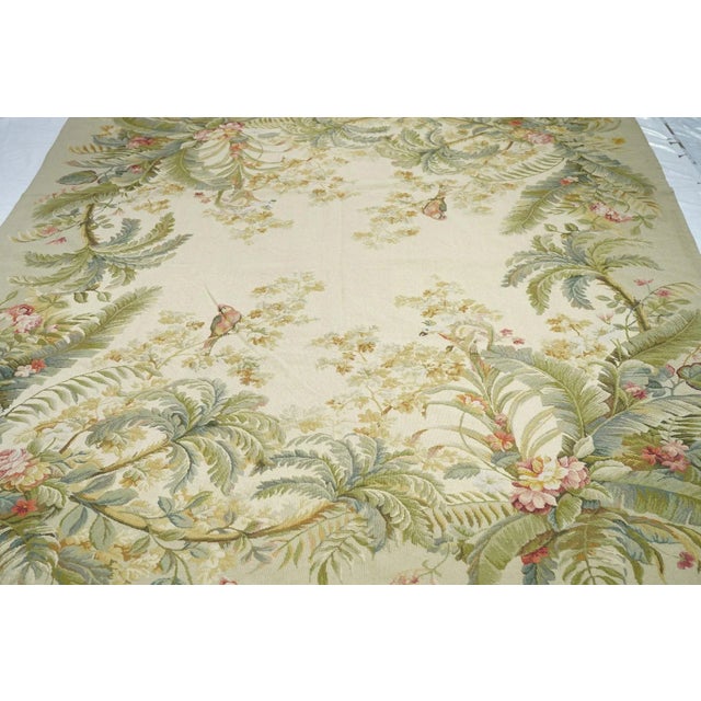 Green French Aubusson Design Rug 7'10'' X 9'10'' For Sale - Image 8 of 9