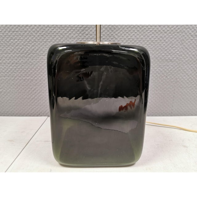 Kubus Olive Green Glass Table Lamp by Per Lütken for Holmegaard, 1976 For Sale - Image 10 of 17