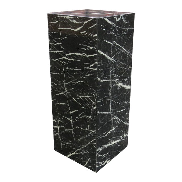Vintage Postmodern Black and White Marble Pedestal For Sale