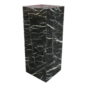 Vintage Postmodern Black and White Marble Pedestal