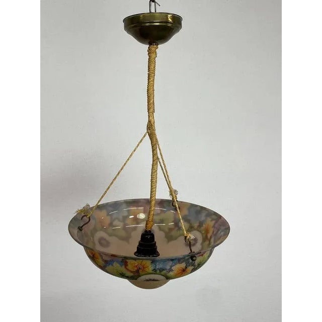 Glass Art Nouveau Hand-Painted Glass Lamp, 1890s For Sale - Image 7 of 9