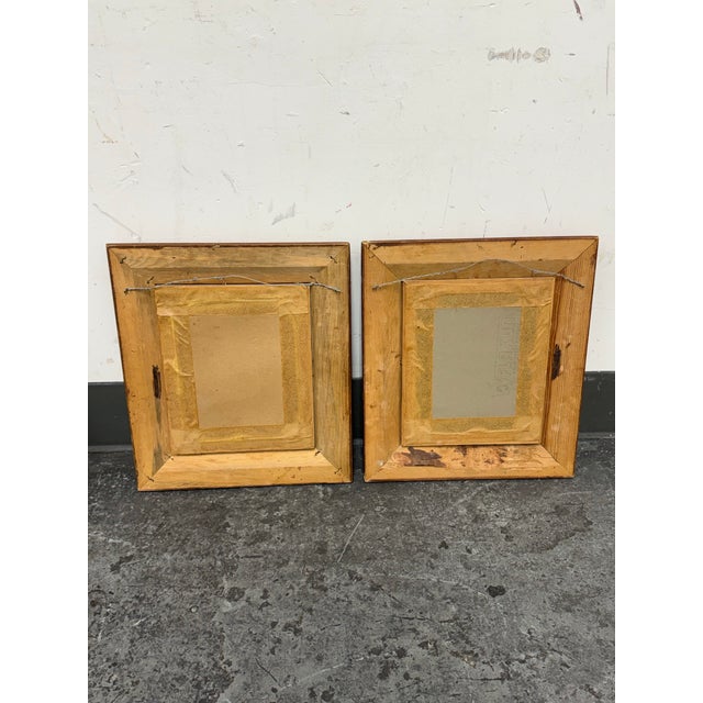 Design Plus Gallery presents a Pair of Vintage Square Giltwood Wall Mirrors. This matched set offers rectangular mirrored...