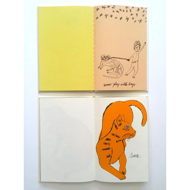 Andy Warhol Estate " 25 Cats Name Sam & One Blue Pussy / Holy Cats by Andy Warhol's Mother " Vintage 1987 1st Edtn Slipcase Two Books Box Set For Sale In Kansas City - Image 6 of 13