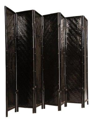 Italian Black-Painted Bamboo Folding Screen, 1970s