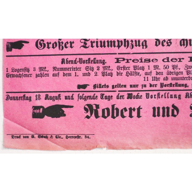 1881 German Circus Poster (Pink) - 'Circus O. Carré,' 'Eine Nacht in Peking (A Night in Peking)' (Pair) For Sale - Image 9 of 10