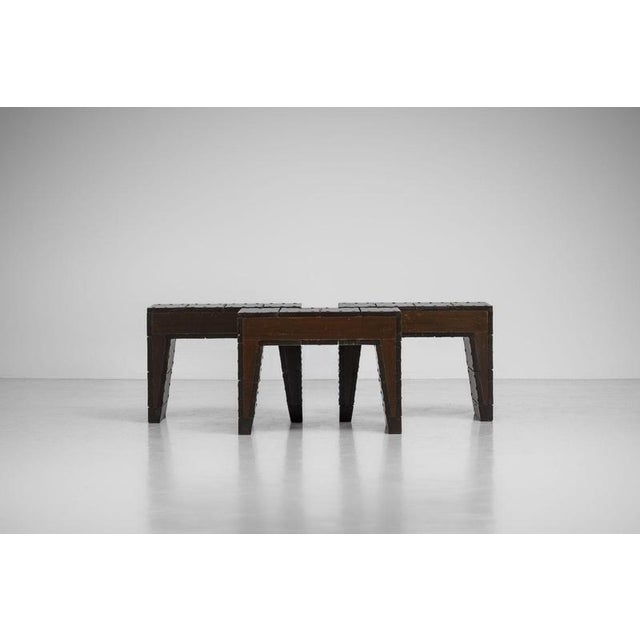 Wood Stools by Jan de Jong for Nursing Home Eindhoven, 1966, Set of 3 For Sale - Image 7 of 18
