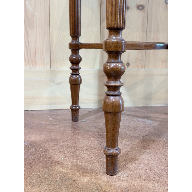 Brown Vintage English Style Inlaid Mahogany Round Center Table With Radial Veneer For Sale - Image 8 of 8