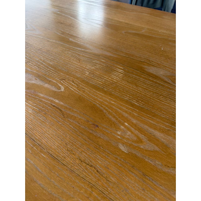 Custom Wood Oval Dining Table - Brass Accents Attributed to O&g Studio For Sale - Image 12 of 13