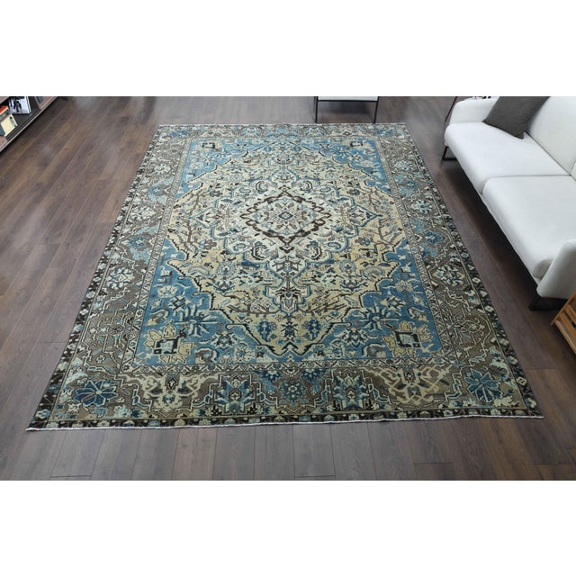 Persian 1960s Vintage Persian Handmade Wool Cotton Brown Area Rug For Sale - Image 3 of 11