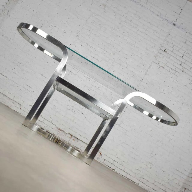 Mid-Century Modern to Modern Polished Chrome Oval Sofa or Console Table For Sale - Image 6 of 12