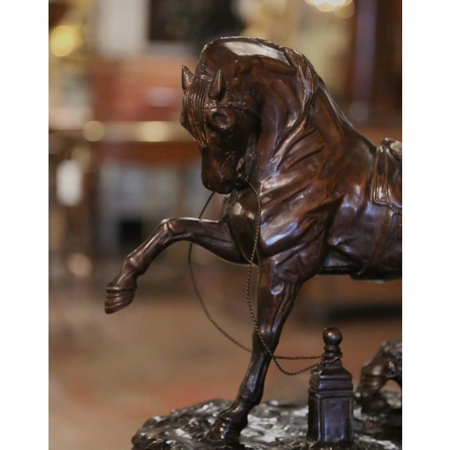 Bronze Mid-Century French Patinated Bronze Horse Sculpture After Pierre Lenordez For Sale - Image 8 of 11