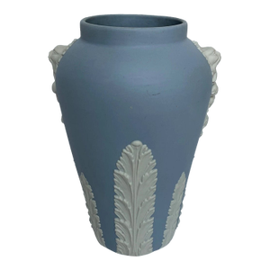 Vintage Ecanada Jasperware Lion Motif Blue Vase